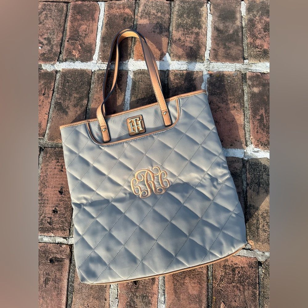 Tommy Hilfiger Quilted Nylon tote with initials CCR on them